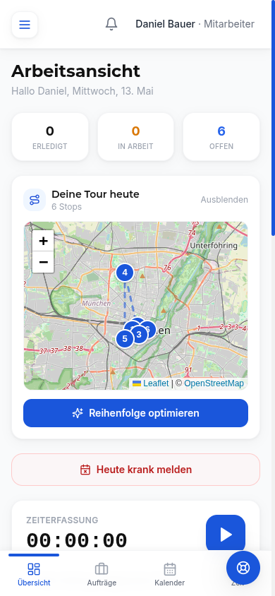 Arbeitsansicht auf dem Handy
