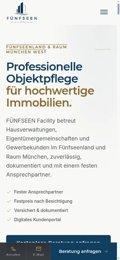 Die Fünfseen-Website auf dem Smartphone